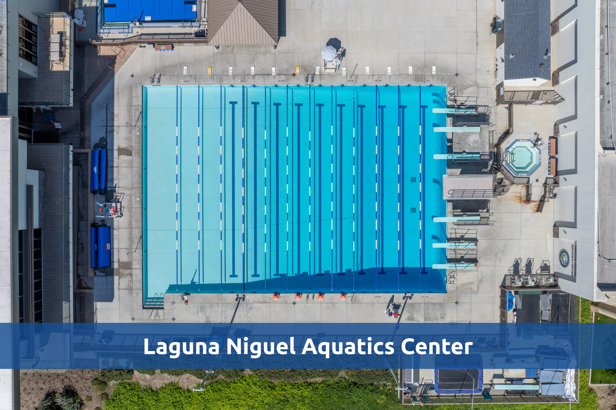 birds eye view of the pool at the Laguna Niguel Aquatics Center in color