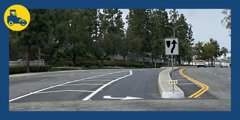 New traffic median and striping improvements at Golden Lantern and Serenity Lane